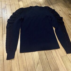 Lulus nwot So Much to Say Black Lace Puff Shoulder Sweater Top